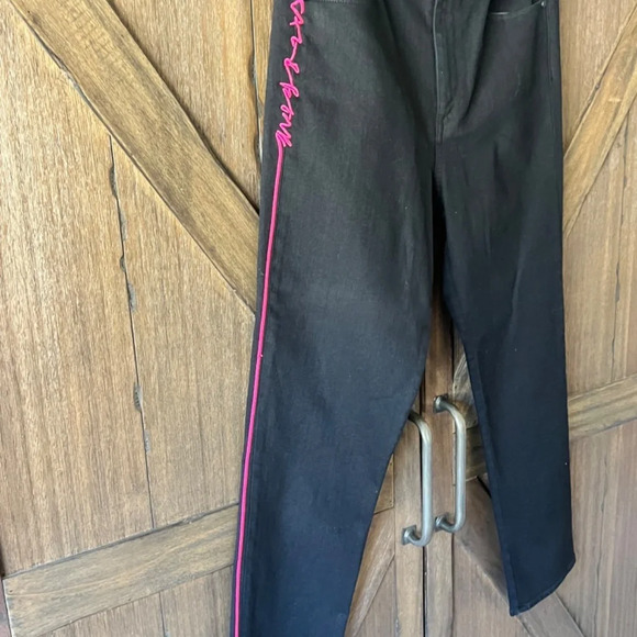 Rag & Bone High Rise Cigarette Ankle Jeans Black with Pink Logo Stripe Size 30 - Picture 7 of 10